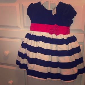 Black velvet & white Dress with Red silk bow!